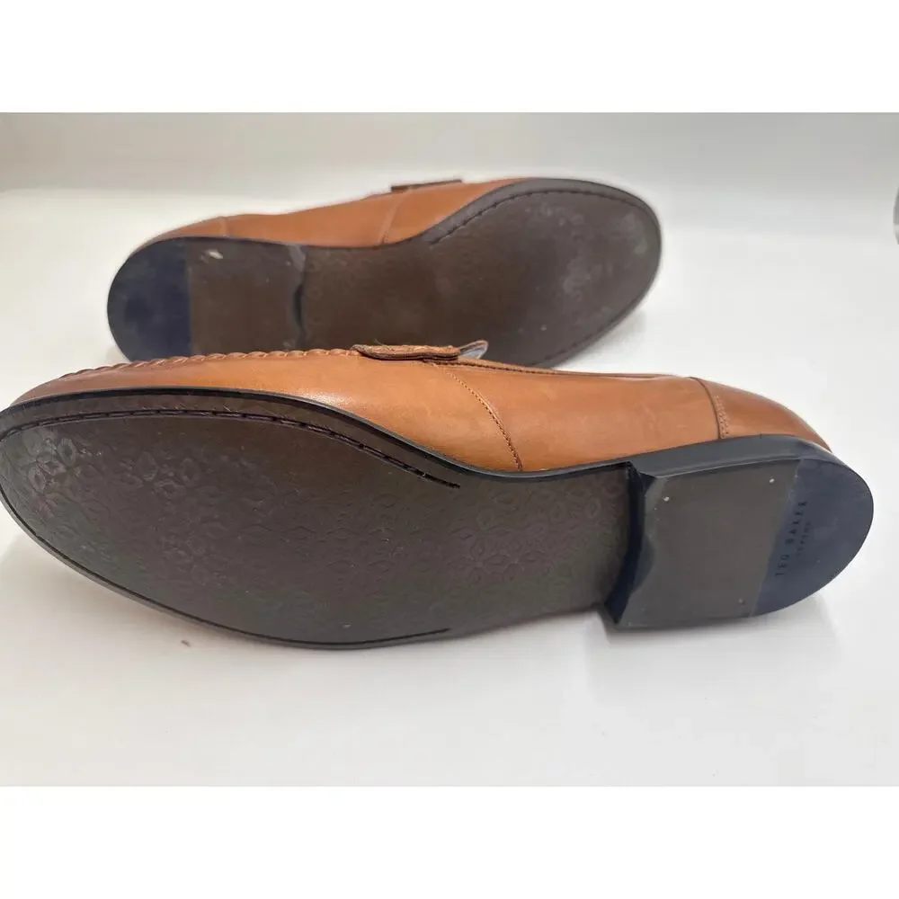 Ted Baker Simbaa Tassel Loafers Men's US 9 Brown Leather Slip On Dress Shoes